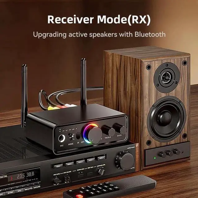Alt view image 4 of 7 - Bluetooth 5.3 Audio Receiver Transmitter for Home Stereo TV, HiFi Wireless Bluetooth Low Latency Audio Adapter, Supports USB, RCA, 3.5mm AUX, DAC, Coaxial, Optical Input/Output