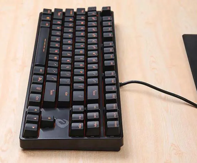 Alt view image 3 of 5 - DK100 Anti-Ghosting Mechanical Keyboard 87 Keys Small Compact Wired USB Gaming Keyboard with Red Switches-Black