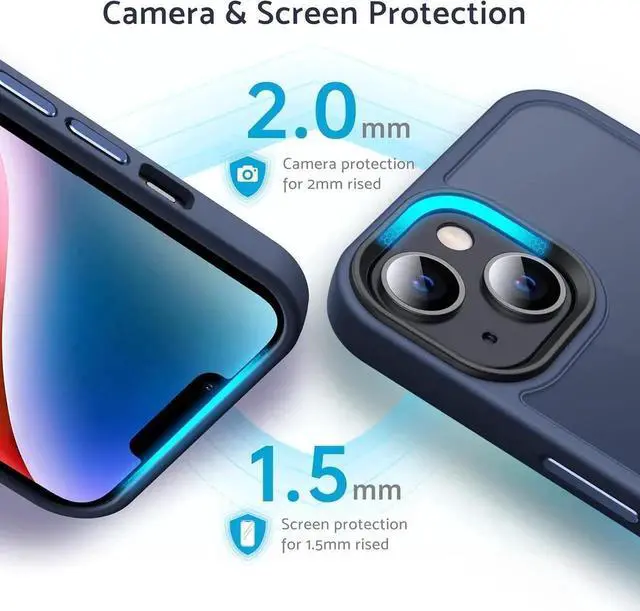 Alt view image 3 of 7 - Anqrp Designed for iPhone 14/13 Case, [Support Wireless Charging] Soft Silicone Slim Anti-Scratch Case for iPhone 14/13 6.1 inch, Blue