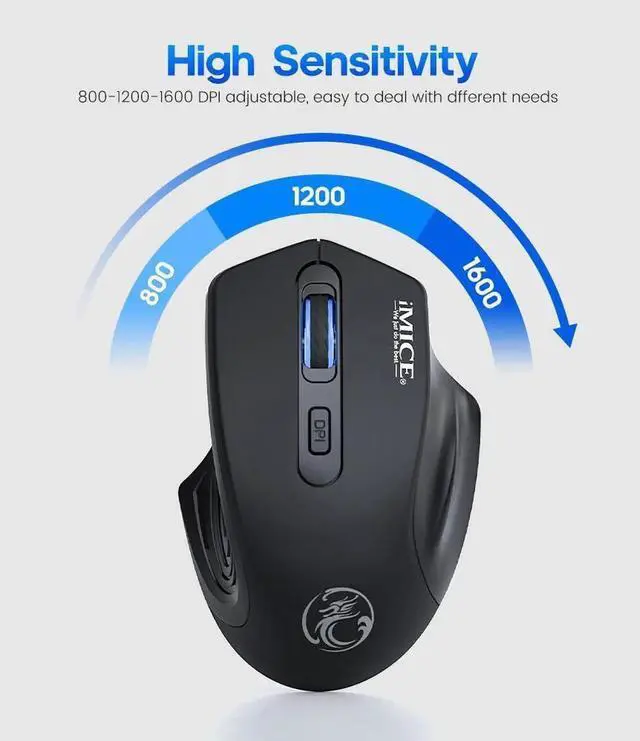 Alt view image 4 of 7 - Bluetooth Wireless Mouse, [2.4G + Bluetooth] Wireless Slient Mouse Rechargeable Mouse with 4 Buttons 1600dpi, Computer Mice Wirless Gaming Mouse Ergonomic Silent Usb Mause Gamer for Laptop PC (Black)