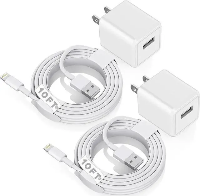Main image of iPhone Charger 10ft, [MFi Certified] Long Lightning Cable Data Sync Charging Cords with USB Wall Charger Travel Plug Adapter for iPhone 13 12 11 Pro Max/SE 2020/X/XR/8/7/6/iPad and More(2Pack)