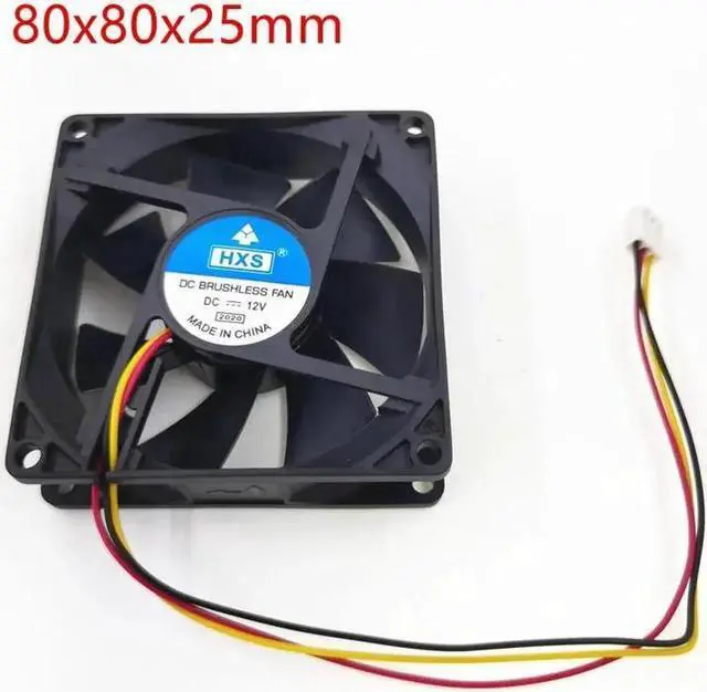 Main image of 80x80x25mm 12V PC Cooling Fan Portable Cooler Fan Ball Bearing 3 Pin 2Pin Connector