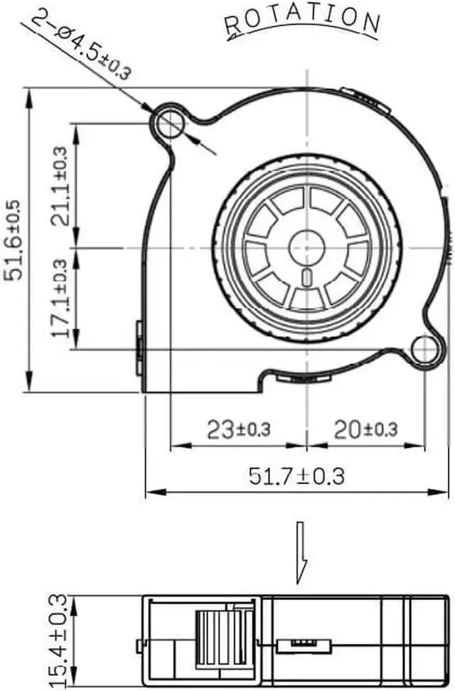 Alt view image 4 of 5 - Original Sunon 3D Printer Blower Fan 5015 DC 24V 1.11W Dual Ball Bearing Fan Centrifugal Cooling Turbo Fan 50X50X15mm 5015S