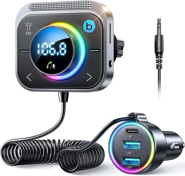 Main image of Bluetooth 5.3 FM/AUX Bluetooth Car Adapter,[Air Vent Installation & Bass Boost] 3 Ports PD & QC 3.0 FM Transmitter for Car, Radio Bluetooth Receiver for Car HD Calling and Enjoy Music