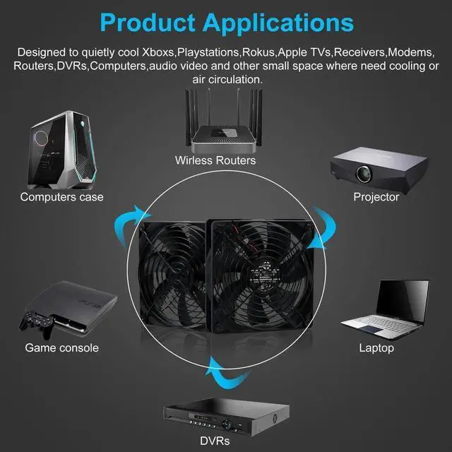 Alt view image 7 of 7 - NEW 120mm DC 5V USB Fan Mining Computer Chassis Workstation Radiator 12cm 120mmx25mm High Speed Router Server Cooling Fan SXD12025L05R
