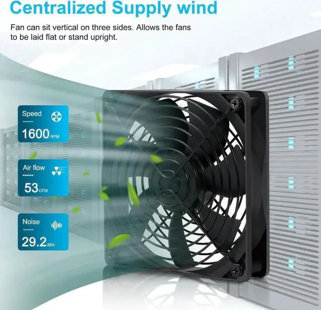 Alt view image 2 of 7 - NEW 120mm DC 5V USB Fan Mining Computer Chassis Workstation Radiator 12cm 120mmx25mm High Speed Router Server Cooling Fan SXD12025L05R