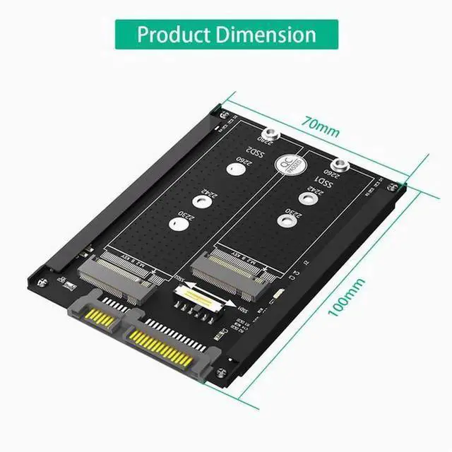 Alt view image 5 of 5 - Dual M.2 to SATA3.0 adapter card M2 NGFF SSD to 6G interface adapter card