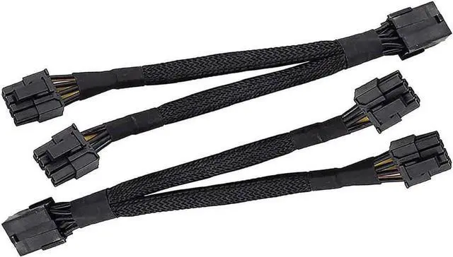 Main image of 2PCS GPU PCIe 8 Pin Female to Dual 2X 8 Pin (6+2) Male PCI Express Power Braided Y-Splitter Extension Cable,20cm