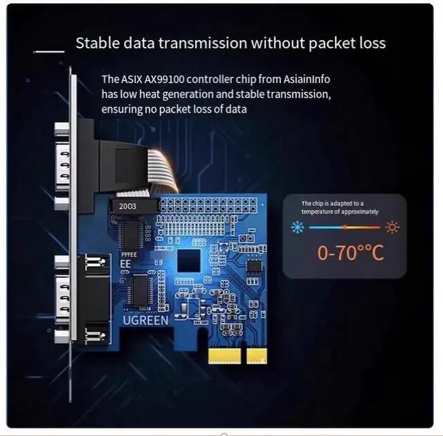 Alt view image 5 of 6 - UGREEN PCIE-E to RS-232 serial port expansion card COM port desktop computer host adapter card 9-pin DB9 industrial control