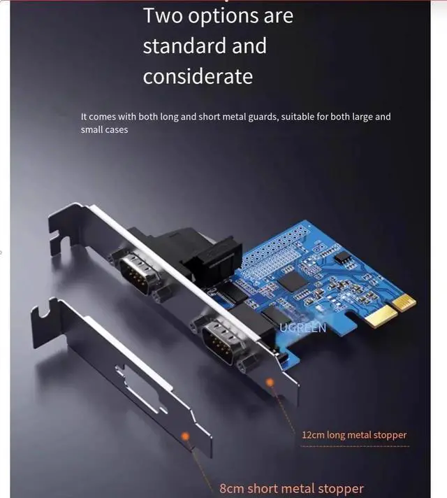 Alt view image 4 of 6 - UGREEN PCIE-E to RS-232 serial port expansion card COM port desktop computer host adapter card 9-pin DB9 industrial control