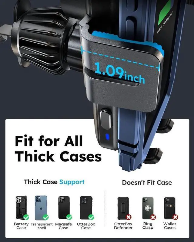 Alt view image 5 of 7 - Wireless Car Charger Mount Auto-Clamping 15W Max Qi Fast Charging Wireless Phone Charger for Car Super Stable & Hands-Free Air Vent Car Phone Mount Charger for iPhone 15 14 13 12 11