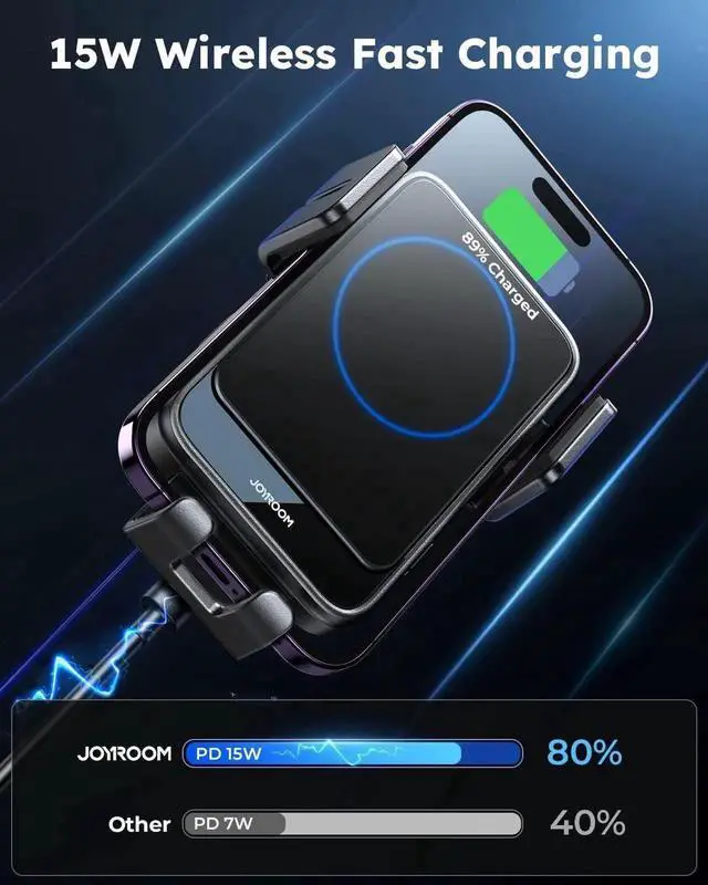 Alt view image 4 of 7 - Wireless Car Charger Mount Auto-Clamping 15W Max Qi Fast Charging Wireless Phone Charger for Car Super Stable & Hands-Free Air Vent Car Phone Mount Charger for iPhone 15 14 13 12 11