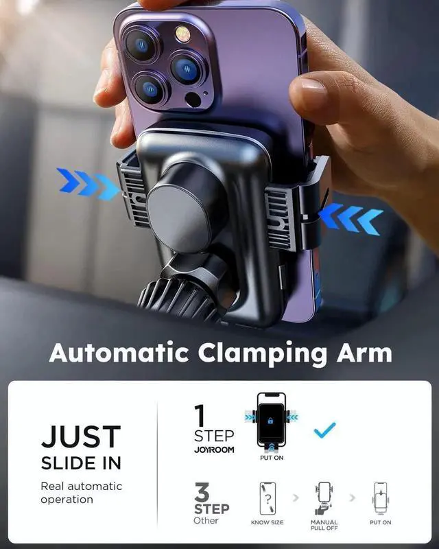 Alt view image 6 of 7 - Wireless Car Charger Mount Auto-Clamping 15W Max Qi Fast Charging Wireless Phone Charger for Car Super Stable & Hands-Free Air Vent Car Phone Mount Charger for iPhone 15 14 13 12 11