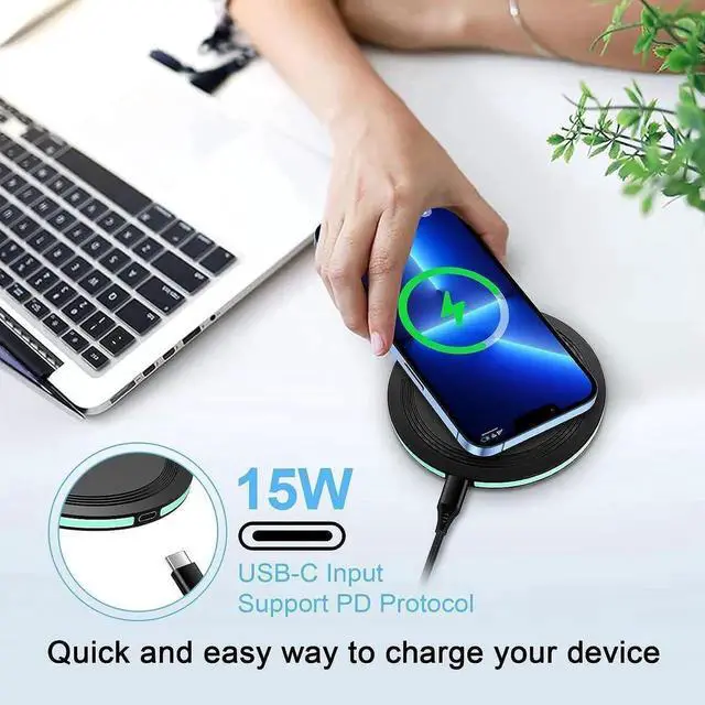 Alt view image 7 of 7 - Wireless Charger Samsung Fast Charging Pad for Samsung Galaxy S24/S23 Ultra/S22/S21/Z Flip 5,15W Wireless Charging Station Charger Mat with QC Adapter for Google Pixel 8a 7a 8 7 Pro 6,iPhone 15 14 13