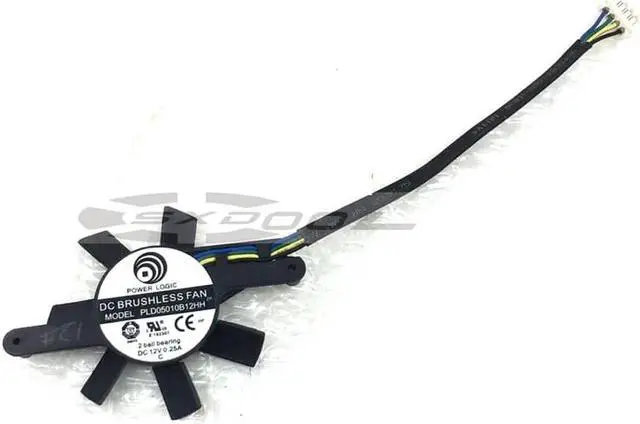 Alt view image 3 of 3 - POWER LOGIC PLD05010S12HH 12V 0.25A Fan blade diameter 46mm, 58MM hole pitch Graphics card fan 4-wire 4-pin