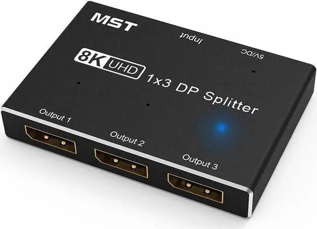Alt view image 5 of 7 - 1x3 DisplayPort Ultra HD Splitter Converter, 3 Port DisplayPort 8K DP 1.4 Switch Direction 1in 3out 8K@30Hz 4K@120Hz Splitter Converter for Multiple Source and displays