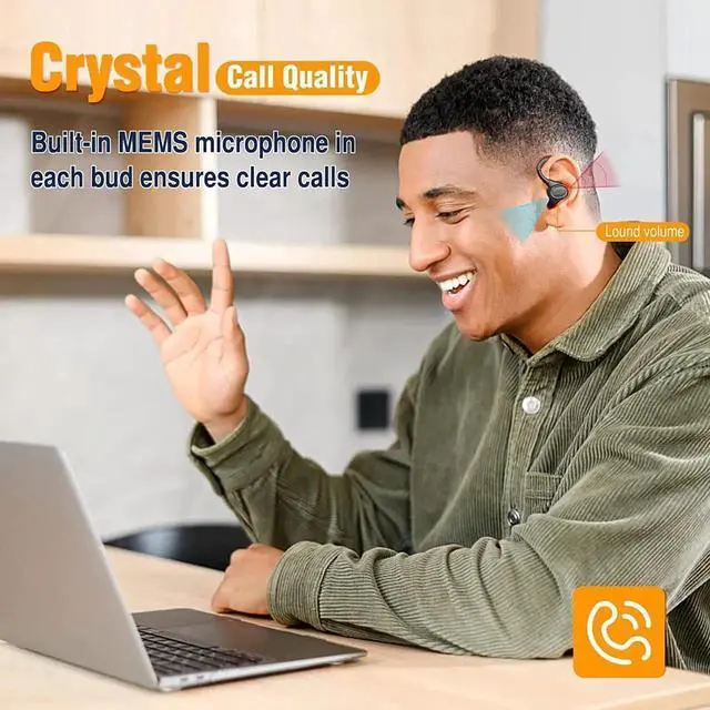 Alt view image 3 of 7 - Ture Wireless Earbuds with Earhooks for Small Ears, Mini Bluetooth Earbuds with Microphone, IPX7 Waterproof Bluetooth Headphones, 24H Playtime, Wireless Earphones for Sport and Working Out