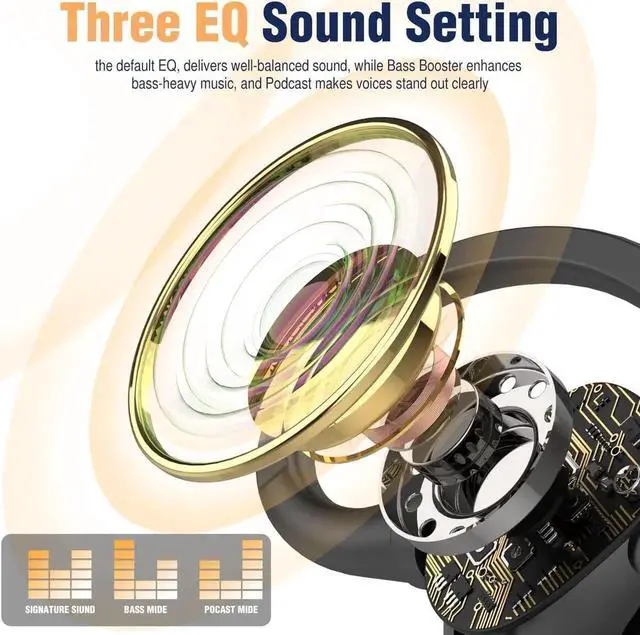 Alt view image 6 of 7 - Ture Wireless Earbuds with Earhooks for Small Ears, Mini Bluetooth Earbuds with Microphone, IPX7 Waterproof Bluetooth Headphones, 24H Playtime, Wireless Earphones for Sport and Working Out