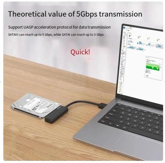 Alt view image 6 of 6 - SATA to USB3.0 hard drive enclosure adapter 5Gbps, suitable for 2.5-inch desktop and laptop computers to replace optical drives with mechanical ssd solid-state drives