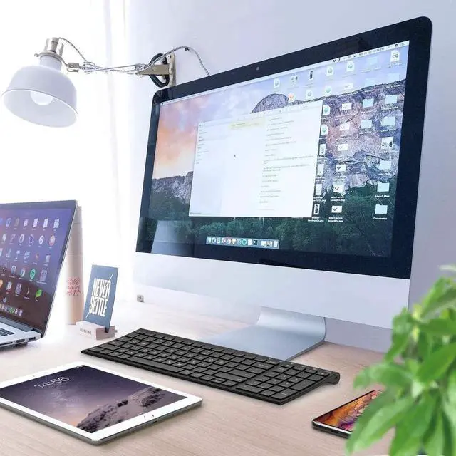 Alt view image 3 of 7 - BK10 Bluetooth Keyboard, Keyboard USB-C Rechargeable Bluetooth 5.1 with Number Pad Ergonomic Design Full Size Stable Connection Keyboard for iPad, iPhone, Mac, iOS, Android, Windows