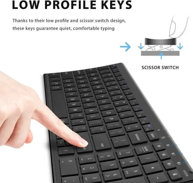 Alt view image 6 of 7 - BK10 Bluetooth Keyboard, Keyboard USB-C Rechargeable Bluetooth 5.1 with Number Pad Ergonomic Design Full Size Stable Connection Keyboard for iPad, iPhone, Mac, iOS, Android, Windows