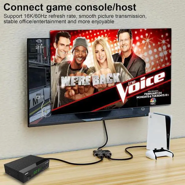 Alt view image 5 of 7 - 2 Port DisplayPort Switch, 16K@60Hz DP Switch Bi-Direction 8K@120Hz 4K@240Hz Displayport Splitter Converter for Multiple Source and displays 16K DP Video Converter