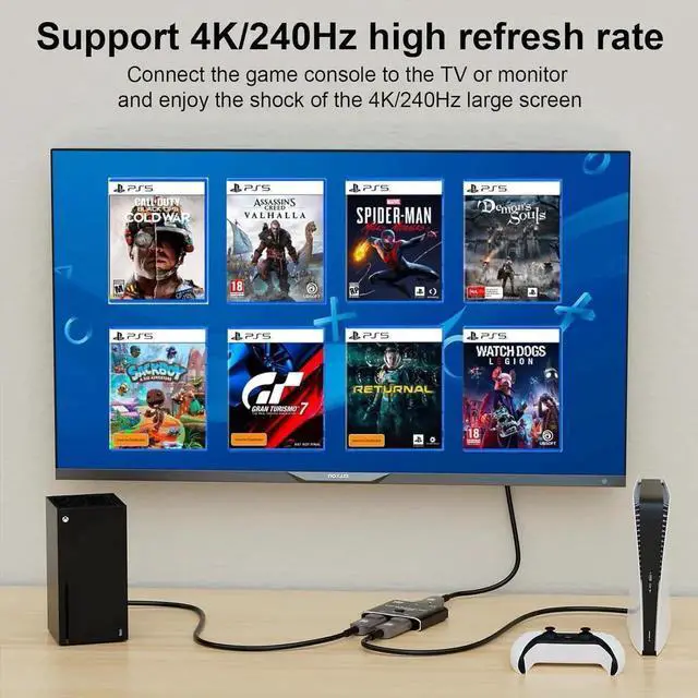 Alt view image 4 of 7 - 2 Port DisplayPort Switch, 16K@60Hz DP Switch Bi-Direction 8K@120Hz 4K@240Hz Displayport Splitter Converter for Multiple Source and displays 16K DP Video Converter
