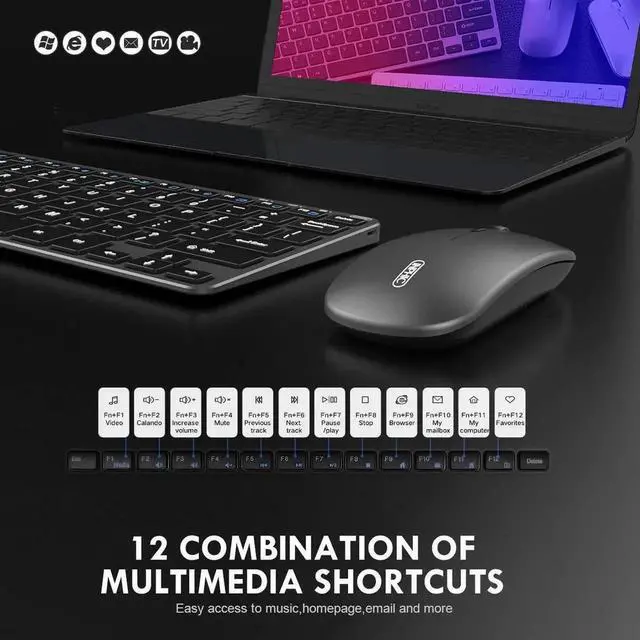 Alt view image 7 of 7 - Wireless Keyboard and Mouse Combination, 2.4GHz Ultra-Thin Silent Charging Wireless Keyboard and Mouse Combination, Suitable for PC Desktops, Ipad Tablets, Windows Computer Notebooks, Etc.