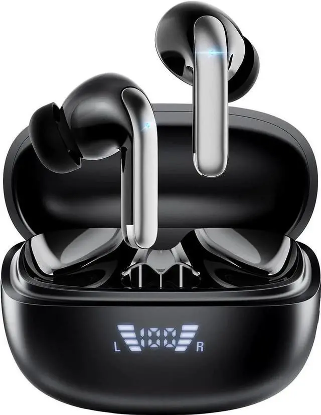 Main image of True Wireless Earbuds, Bluetooth 5.3 Headphones 40H Playtime with 4 ENC Noise-Cancelling Mic, LED Digital Display Charging Case, Deep Bass IPX7 Waterproof Earphones Stereo Headset for Smartphones
