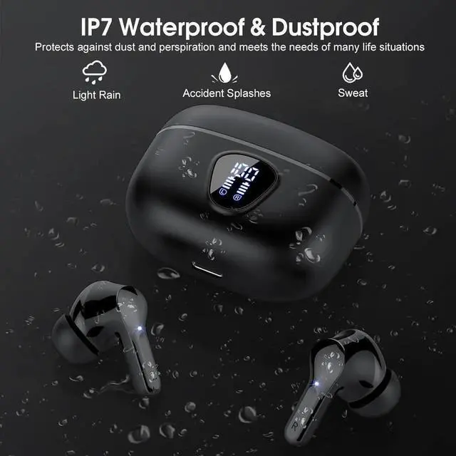 Main image of True Wireless Earbuds, Bluetooth 5.3 Headphones with 4 ENC Noise Cancelling Mic, Bluetooth Earbuds 40H Playtime , Wireless Headphones in ear Earphones Deep Bass Stereo, LED Display, IP7 Waterproof