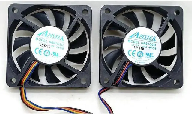 Alt view image 2 of 3 - set of 2 fans Shuttle XH170V Slim PC Computer APISTEK SA61O2U SA6102U PFGA 6010 slim 60x60x10mm 60mm 6CM 4Pin Cooling Fan