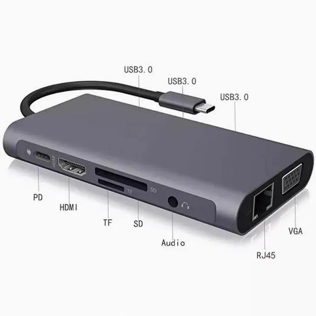 Alt view image 4 of 5 - Type-C 10-in-1 HUB Dock 10 in 1 Laptop Dock hub USB