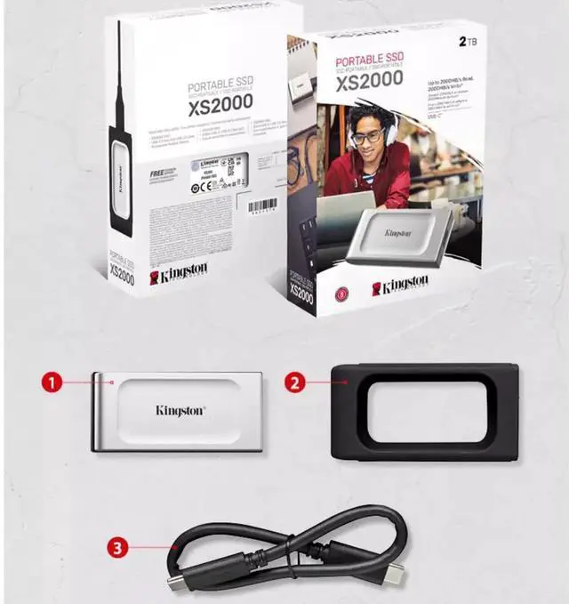 Alt view image 2 of 6 - XS2000 2TB mobile SSD Type-C high-speed USB3.2 portable compact