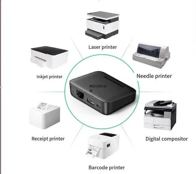 Alt view image 3 of 6 - ugreen printer network sharer service wireless receive automatic no-switch wired usb retrofit wifi module connection LAN share one drag more than one drag two computer print box