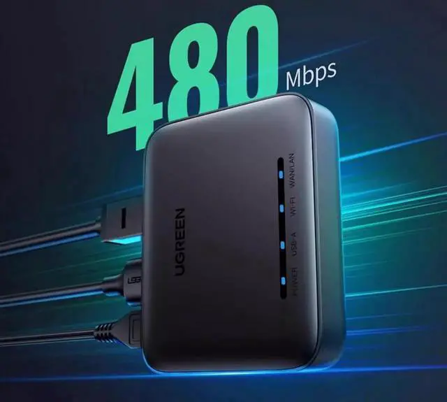 Alt view image 2 of 6 - ugreen printer network sharer service wireless receive automatic no-switch wired usb retrofit wifi module connection LAN share one drag more than one drag two computer print box