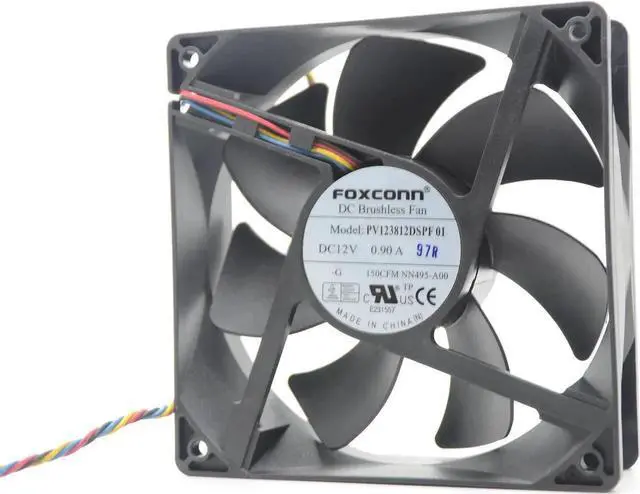 Alt view image 2 of 7 - Foxconn 12CM Case Cooler Foxconn 120MM DC 12V 0.90A 4 Wired Cooling Fan (PV123812DSPF 01)