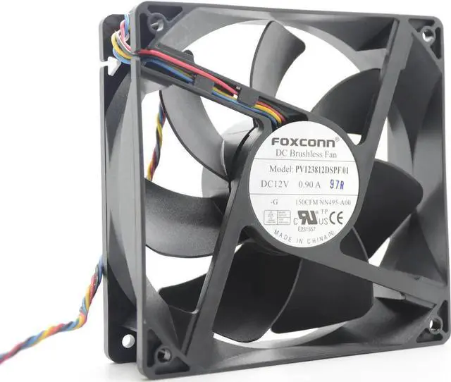 Alt view image 7 of 7 - Foxconn 12CM Case Cooler Foxconn 120MM DC 12V 0.90A 4 Wired Cooling Fan (PV123812DSPF 01)