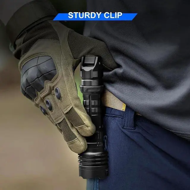 Alt view image 4 of 6 - T1 Tactical Flashlights 2000 High Lumens, Rechargeable Flashlight 498 Meters Long Beam Distance, Handheld Flash Light with Tactical Tail Button for Tactical Gear, Suvival, Emergencies, Outdoor