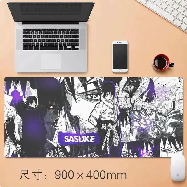Main image of Naruto anime Sasuke mouse pad Extended Gaming Mouse Pad with Stitched Edges, Large Mouse pad with Non-Slip Rubber Base for Work & Gaming, Office & Home, 35.4x15.7inch