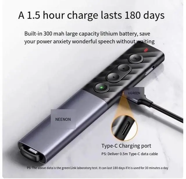 Alt view image 6 of 7 - PPT Electronic green Laser page turning pen for teacher lectures Multi-functional charging projection slide media control flip through remote control for typec computers