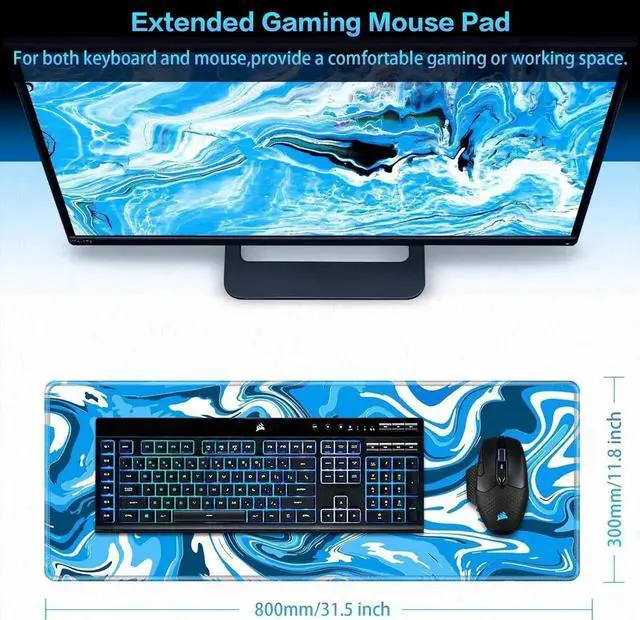 Alt view image 7 of 7 - Gaming Mouse Pad Fluid Pattern Mouse Pad 31.5x11.8inch Large Extended Computer Mouse Mat Keyboard Full Desk Mousepad for Gaming Office Home