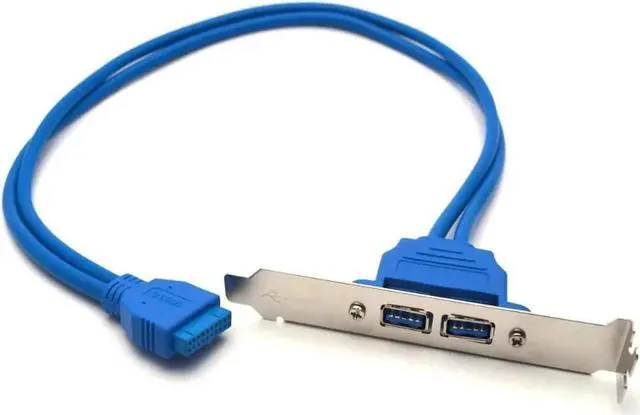 Alt view image 2 of 2 - Antrader 2 Port USB3.0 Hub 20Pin Header to Female Adapter Desktop Computer Rear Panel Motherboard Extension Bracket Cable 50CM