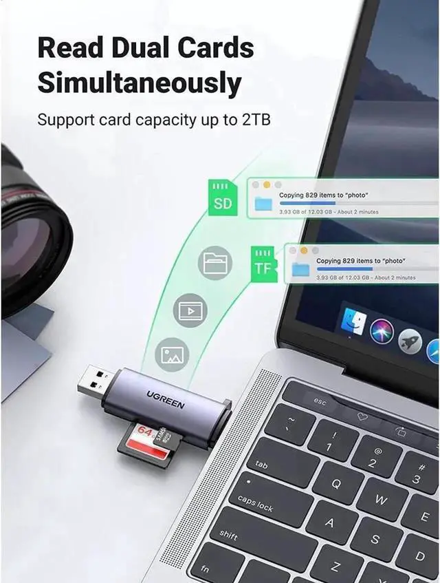 Alt view image 6 of 6 - Micro SD Card Reader USB C USB 3.0 to Memory Card Reader Adapter for External Camera Photo SD SDHC SDXC MicroSD UHS-I Compatible with Computer PC MacBook Air Pro Samsung Galaxy S22 iPad Pro