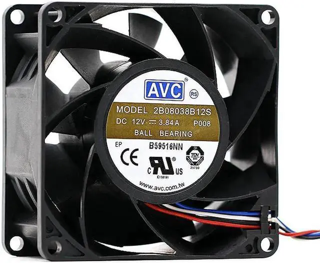 Alt view image 3 of 6 - New AVC 2B08038B12S 8cm 8038DC 12V 3.84A 4-wire PWM Server High-volume cooling Fan