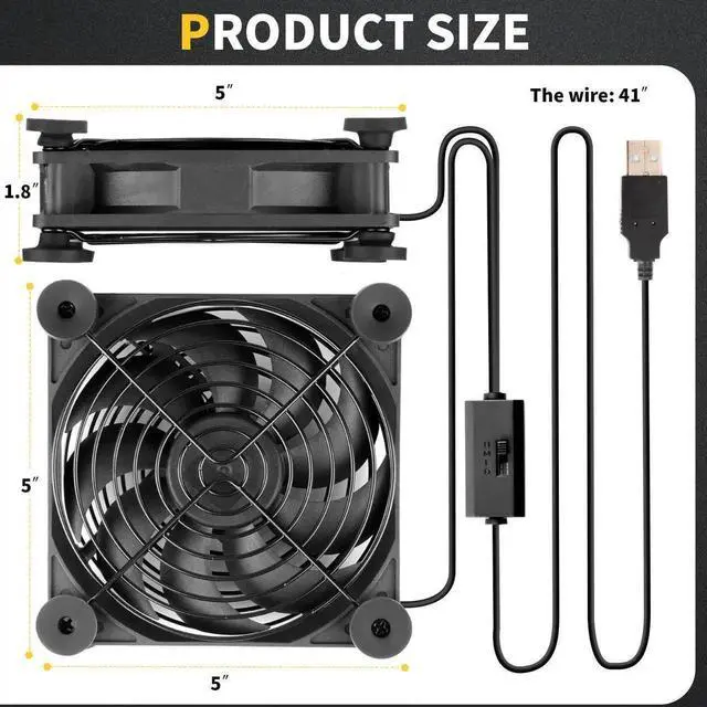 Alt view image 4 of 6 - SXOOL Quiet Dual 120mm USB Fan with Speed Controller,for Receiver DVR Playstation Xbox Computer Cabinet Cooling With suction cup Fixed non-slip cooler