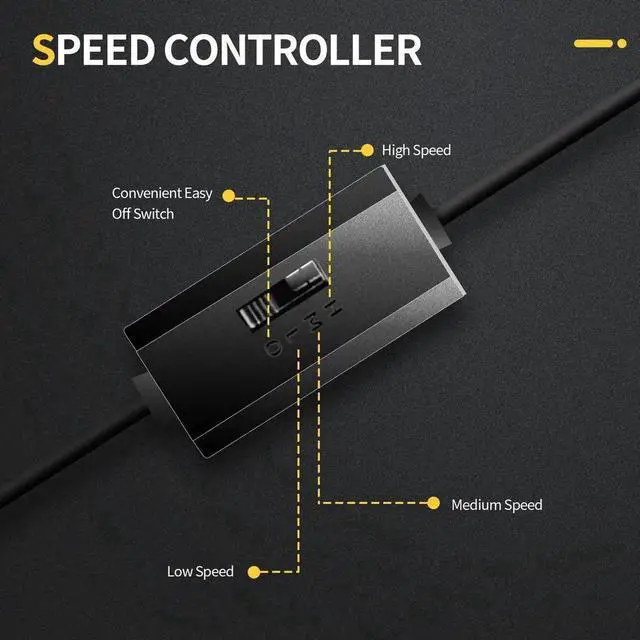 Alt view image 3 of 6 - SXOOL Quiet Dual 120mm USB Fan with Speed Controller,for Receiver DVR Playstation Xbox Computer Cabinet Cooling With suction cup Fixed non-slip cooler