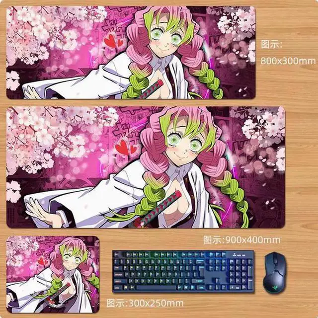 Main image of Anime Demon Slayer Kanroji Mitsuri mouse pad Extended Gaming Mouse Pad with Stitched Edges, Large Mouse pad with Non-Slip Rubber Base for Work & Gaming, Office & Home 300*250mm