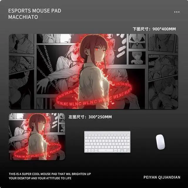 Main image of Chainsaw Man anime Makima mouse pad Extended Gaming Mouse Pad with Stitched Edges, Large Mouse pad with Non-Slip Rubber Base for Work & Gaming, Office & Home,