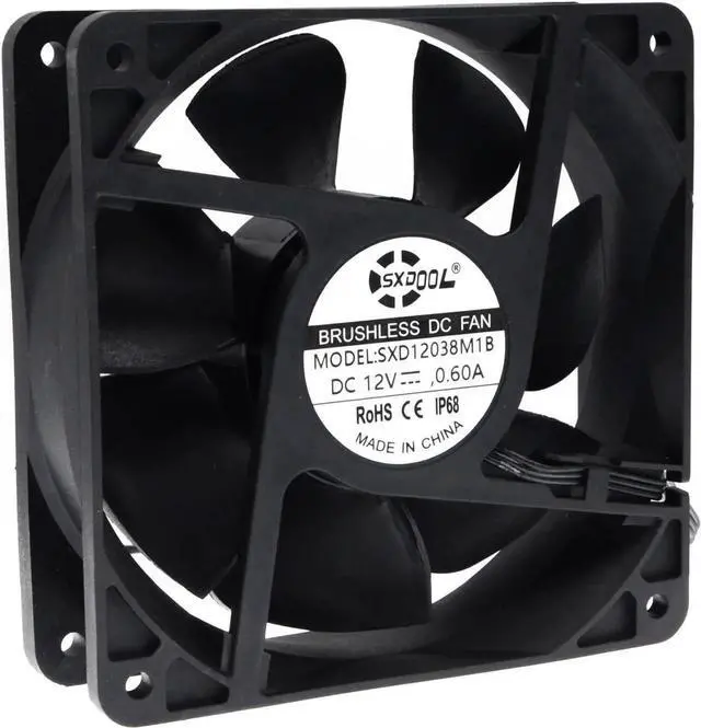 Main image of Waterproof 120mm 12cm(120X120X38mm) Cooling Fan DC12V 3600RPM High Airflow ,SXD12038M1B Universal For Home Bathroom Grow Room Ventilation Vent