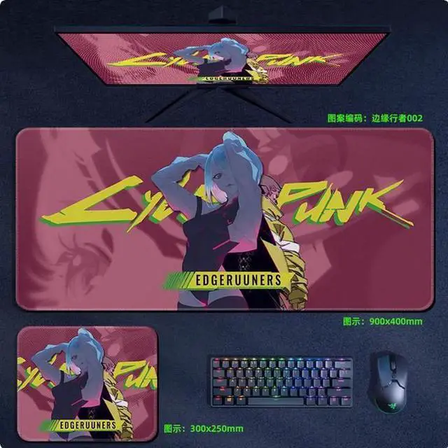 Main image of Cyberpunk: Edgerunners anime mouse pad Extended Gaming Mouse Pad with Stitched Edges Large Mouse pad with Non-Slip Rubber Base for Work & Gaming, Offi ce & Home, 900*400mm